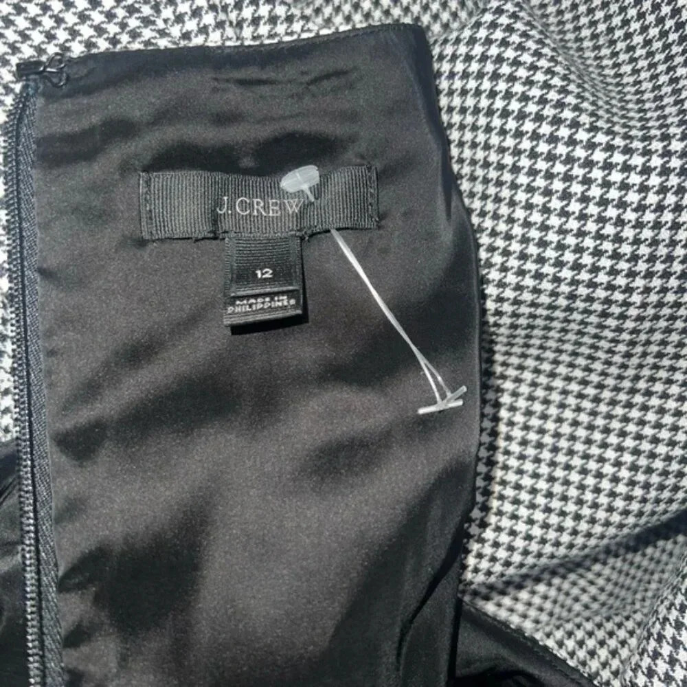 J. Crew Tie-front dress in mini-houndstooth | Sz 12 - Picture 4 of 9